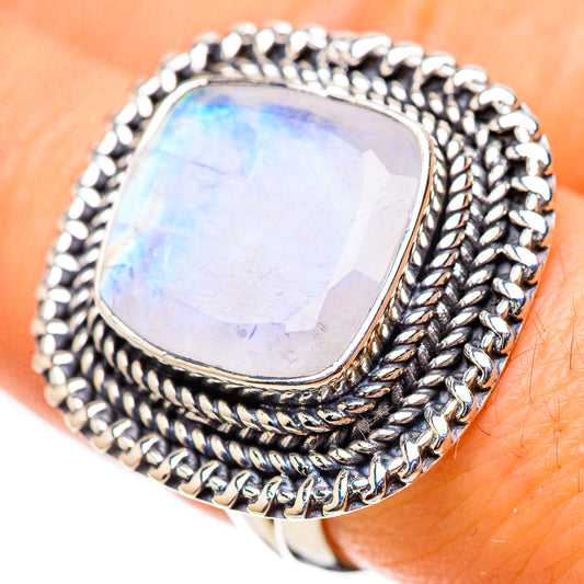 Rainbow Moonstone Rings handcrafted by Ana Silver Co - RING134334