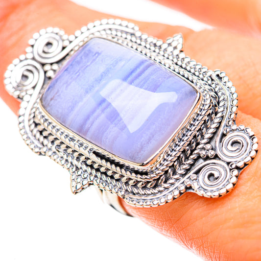Blue Lace Agate Rings handcrafted by Ana Silver Co - RING134351