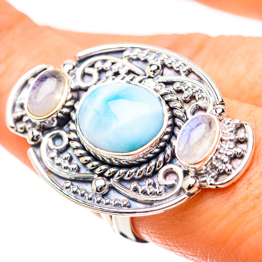 Larimar, Rainbow Moonstone Rings handcrafted by Ana Silver Co - RING134355