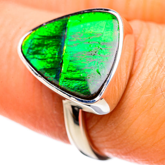 AAA Canadian Ammolite Rings handcrafted by Ana Silver Co - RING134359