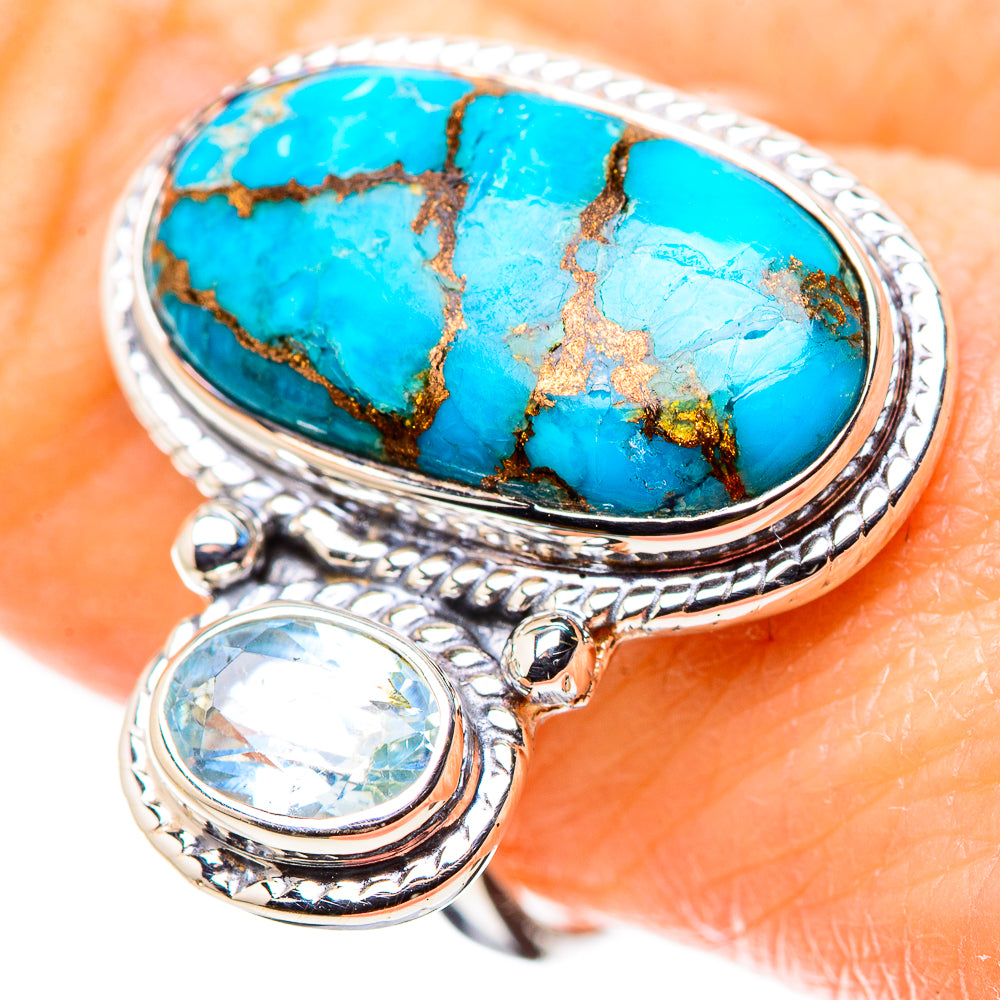 Blue Copper Composite Turquoise Rings handcrafted by Ana Silver Co - RING134362