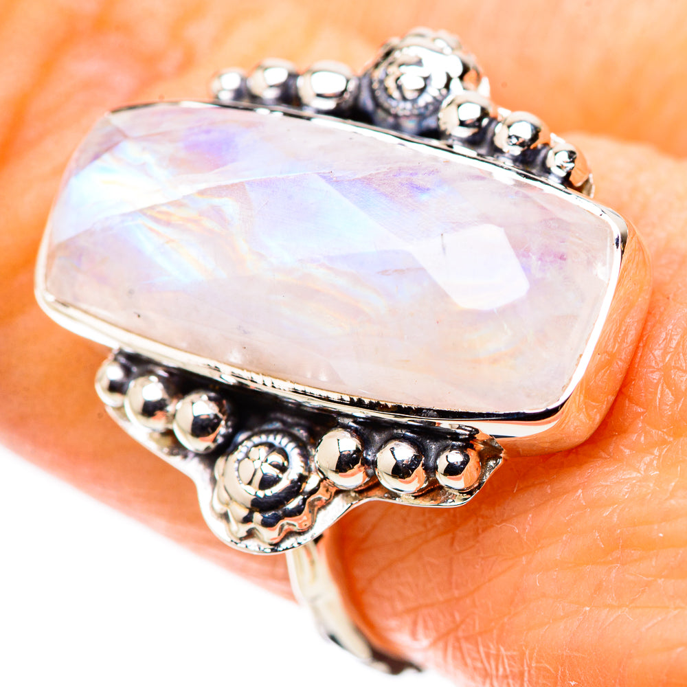 Rainbow Moonstone Rings handcrafted by Ana Silver Co - RING134375