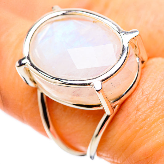 Rainbow Moonstone Rings handcrafted by Ana Silver Co - RING134377