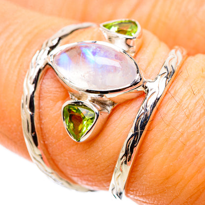 Rainbow Moonstone Rings handcrafted by Ana Silver Co - RING134378