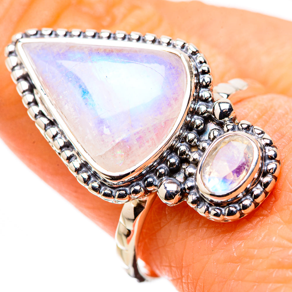 Rainbow Moonstone Rings handcrafted by Ana Silver Co - RING134399