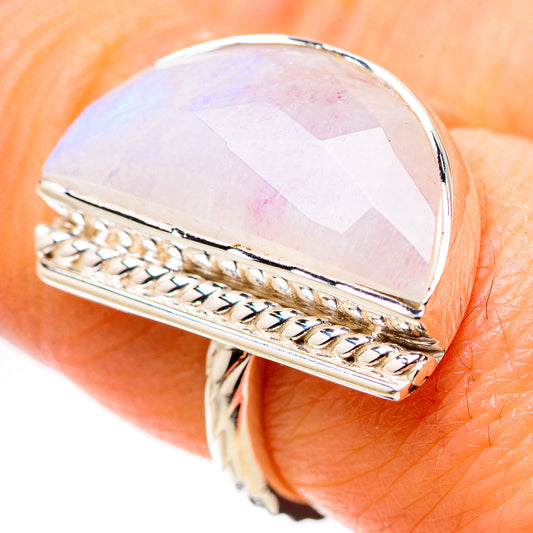 Rainbow Moonstone Rings handcrafted by Ana Silver Co - RING134400