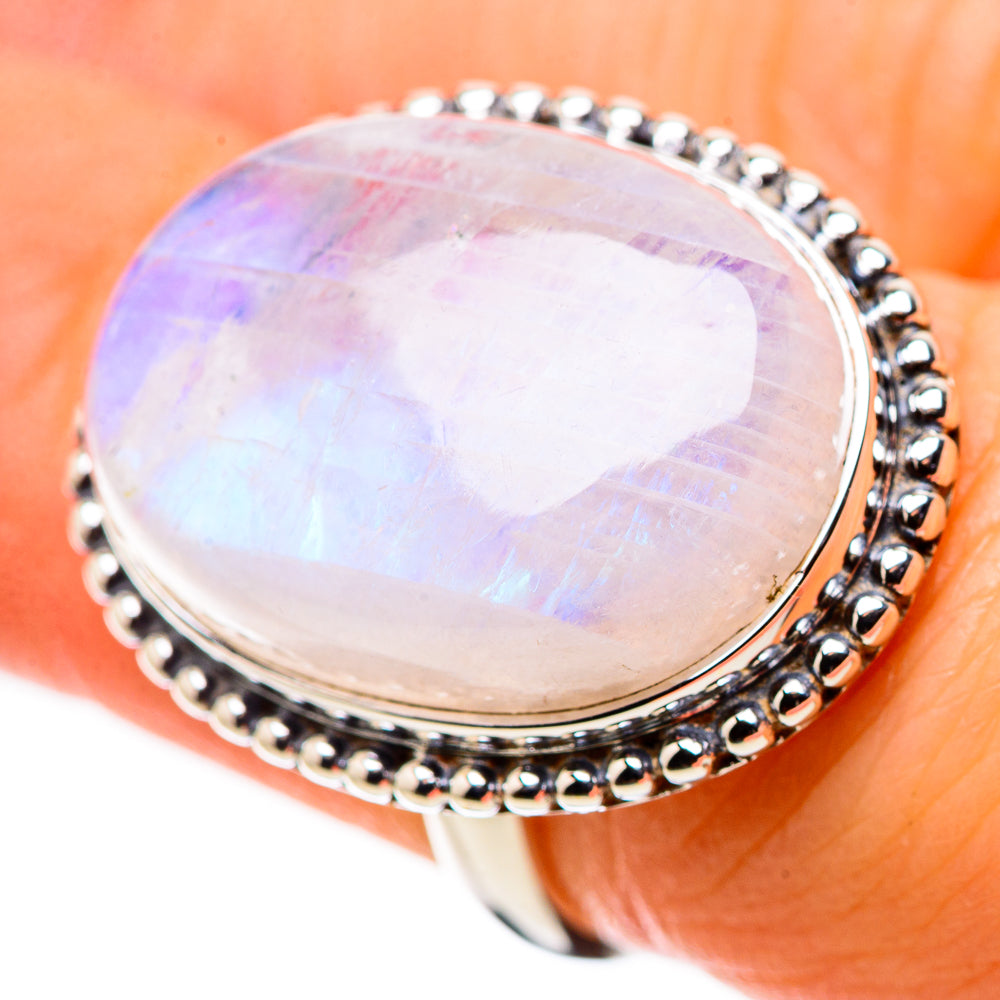 Rainbow Moonstone Rings handcrafted by Ana Silver Co - RING134402