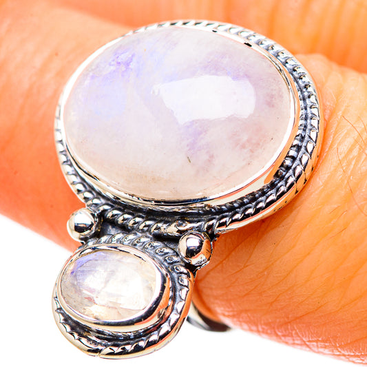 Rainbow Moonstone Rings handcrafted by Ana Silver Co - RING134420