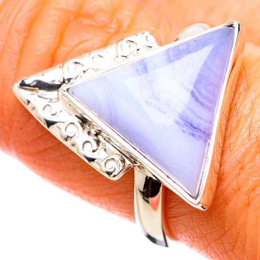 Blue Lace Agate Rings handcrafted by Ana Silver Co - RING134421