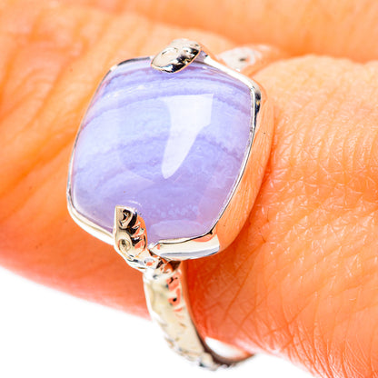 Blue Lace Agate Rings handcrafted by Ana Silver Co - RING134422