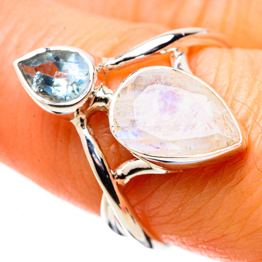 Rainbow Moonstone Rings handcrafted by Ana Silver Co - RING134423