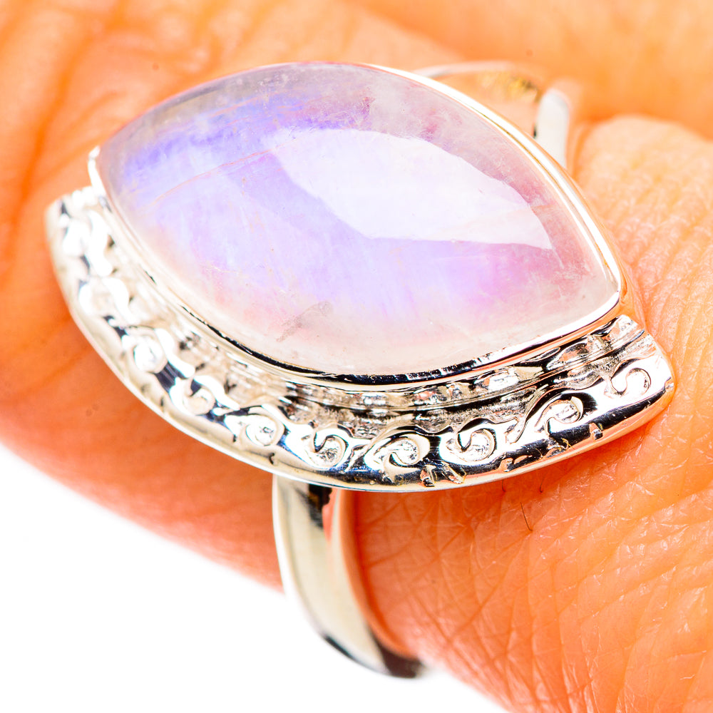 Rainbow Moonstone Rings handcrafted by Ana Silver Co - RING134424