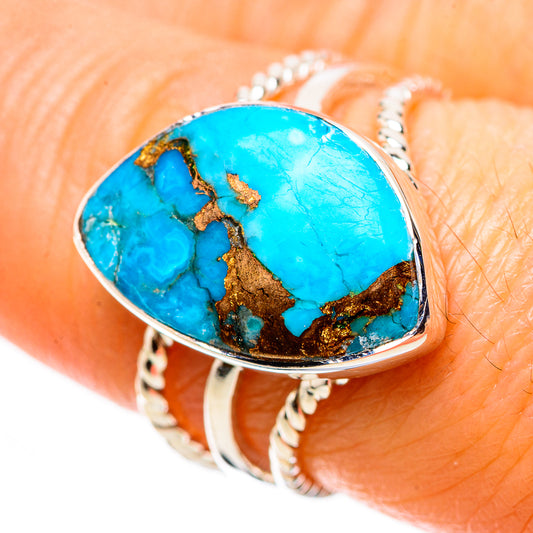 Blue Copper Composite Turquoise Rings handcrafted by Ana Silver Co - RING134430