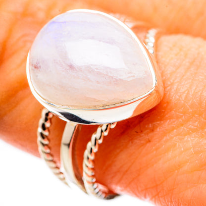 Rainbow Moonstone Rings handcrafted by Ana Silver Co - RING134445