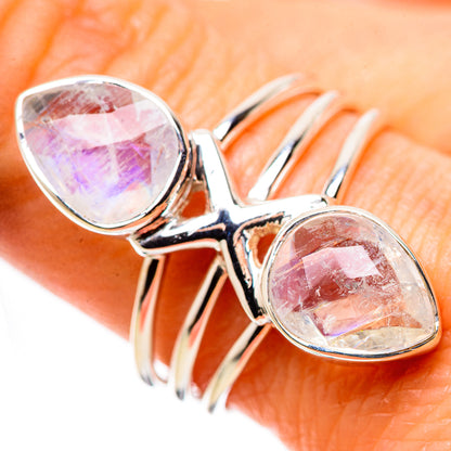 Rainbow Moonstone Rings handcrafted by Ana Silver Co - RING134446