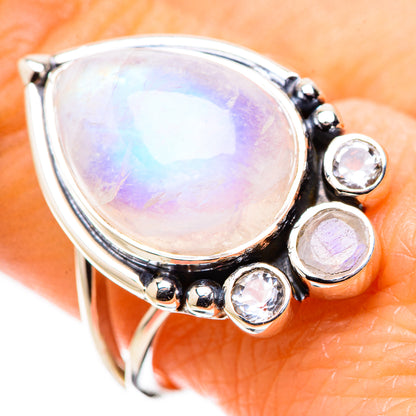 Rainbow Moonstone Rings handcrafted by Ana Silver Co - RING134462