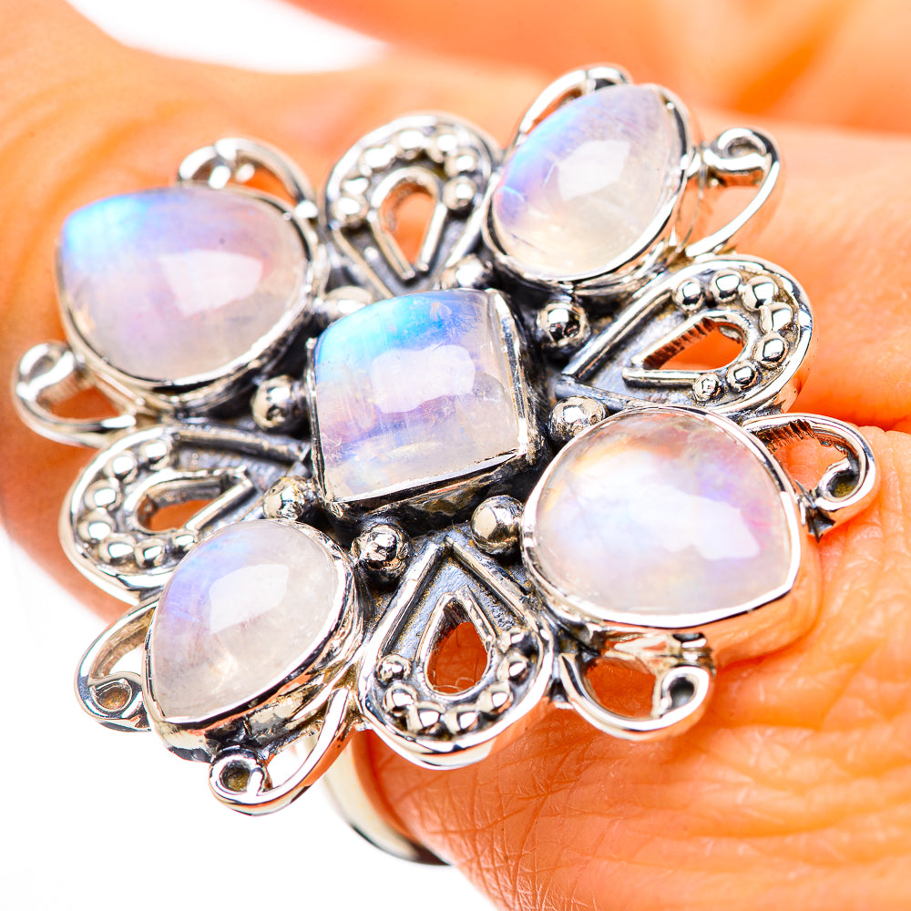 Rainbow Moonstone Rings handcrafted by Ana Silver Co - RING134463