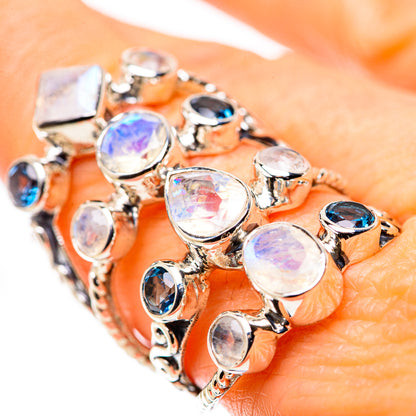 Rainbow Moonstone Rings handcrafted by Ana Silver Co - RING134471