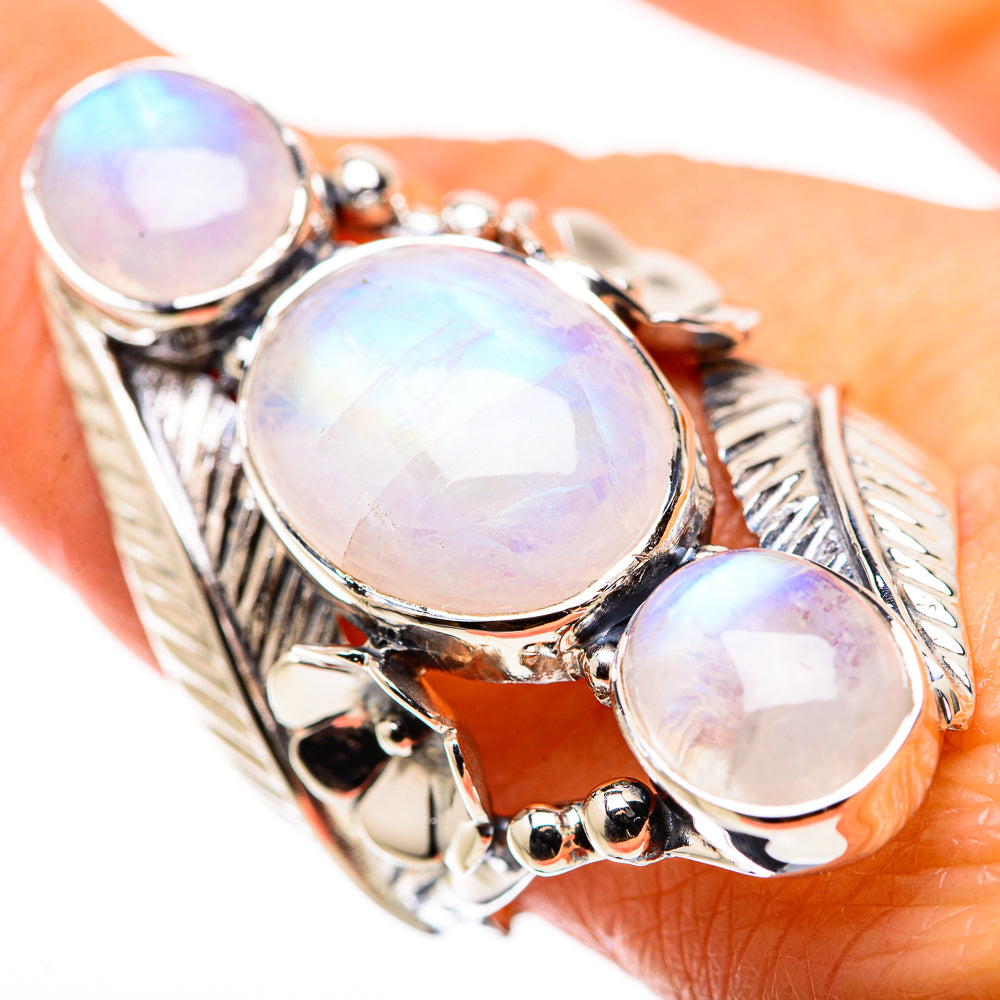 Rainbow Moonstone Rings handcrafted by Ana Silver Co - RING134480