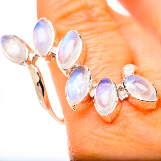 Rainbow Moonstone Rings handcrafted by Ana Silver Co - RING134499
