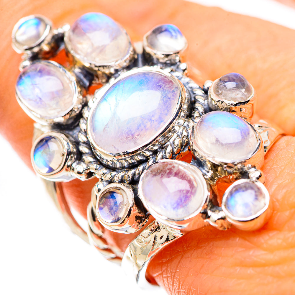 Rainbow Moonstone Rings handcrafted by Ana Silver Co - RING134506