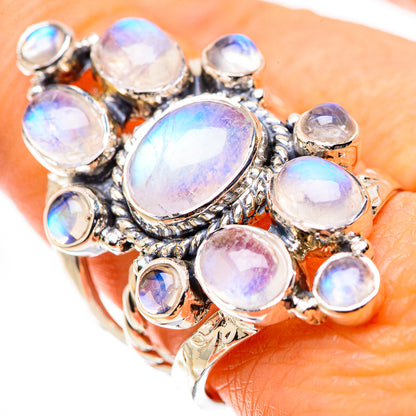 Rainbow Moonstone Rings handcrafted by Ana Silver Co - RING134506