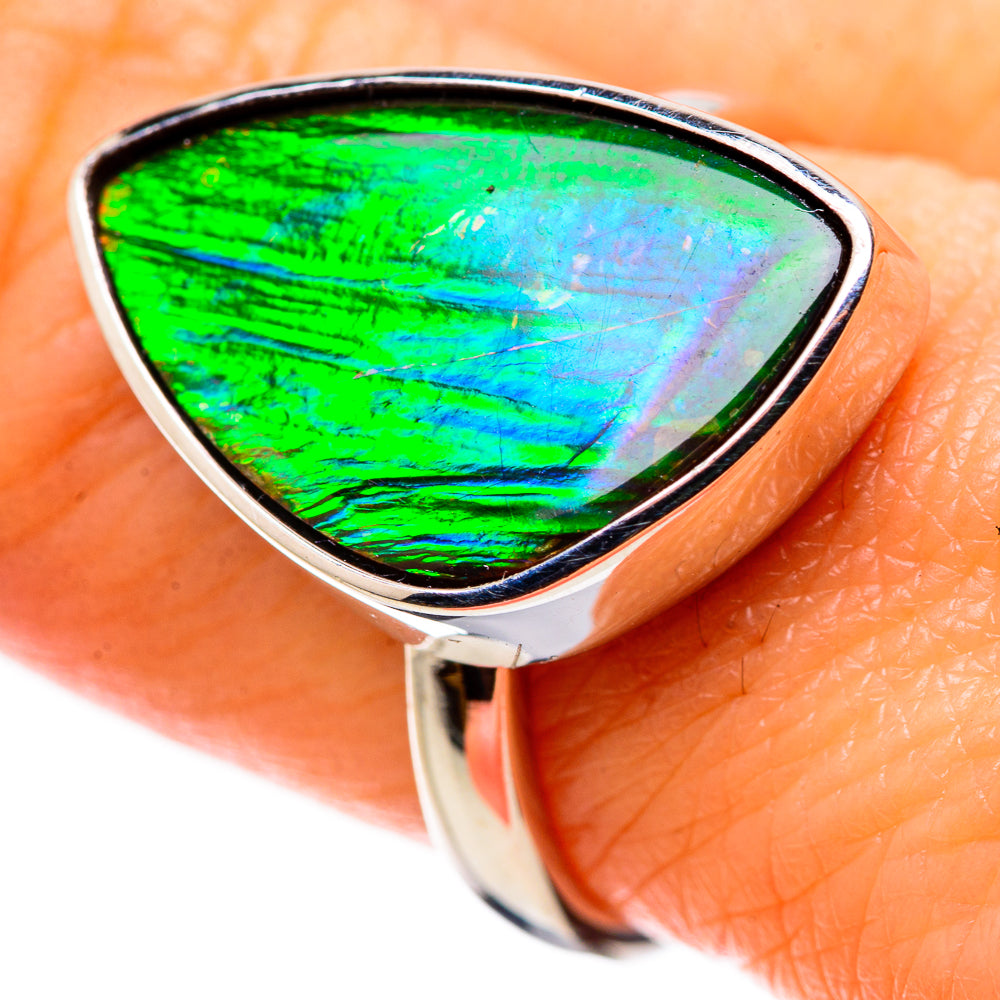 AAA Canadian Ammolite Rings handcrafted by Ana Silver Co - RING134521 - Photo 2