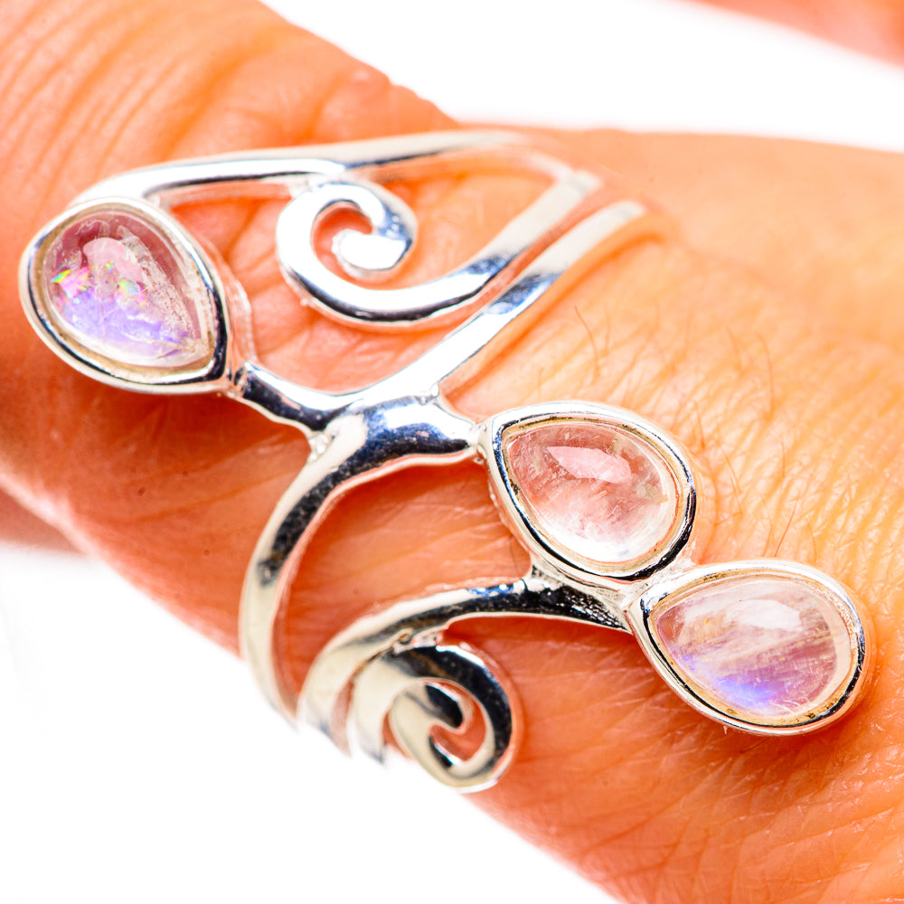 Rainbow Moonstone Rings handcrafted by Ana Silver Co - RING134573_Size-8