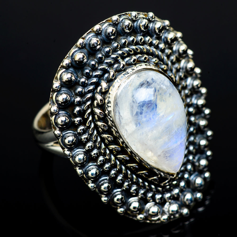 Rainbow Moonstone Rings handcrafted by Ana Silver Co - RING13531