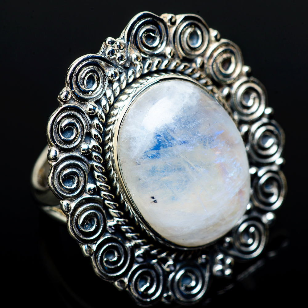 Rainbow Moonstone Rings handcrafted by Ana Silver Co - RING13577