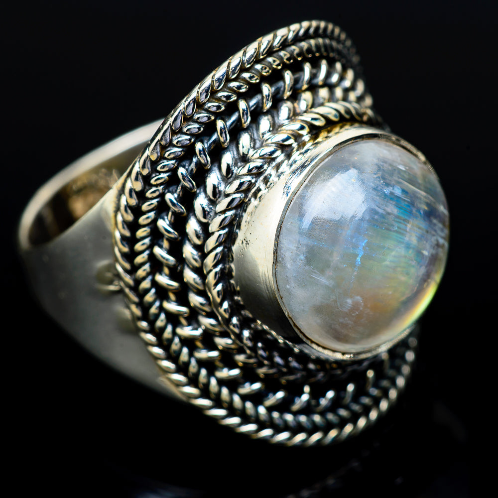 Rainbow Moonstone Rings handcrafted by Ana Silver Co - RING13749