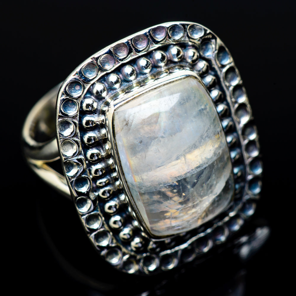 Rainbow Moonstone Rings handcrafted by Ana Silver Co - RING13819