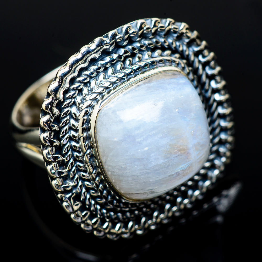 Rainbow Moonstone Rings handcrafted by Ana Silver Co - RING13954