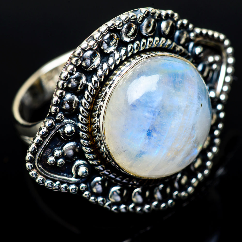 Rainbow Moonstone Rings handcrafted by Ana Silver Co - RING13973