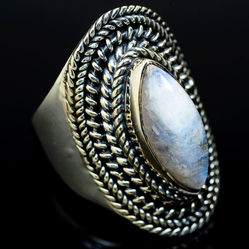 Rainbow Moonstone Rings handcrafted by Ana Silver Co - RING14238