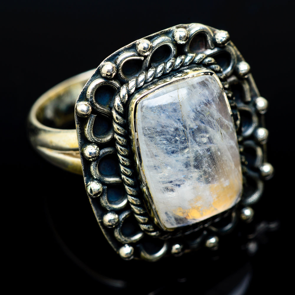 Rainbow Moonstone Rings handcrafted by Ana Silver Co - RING14263