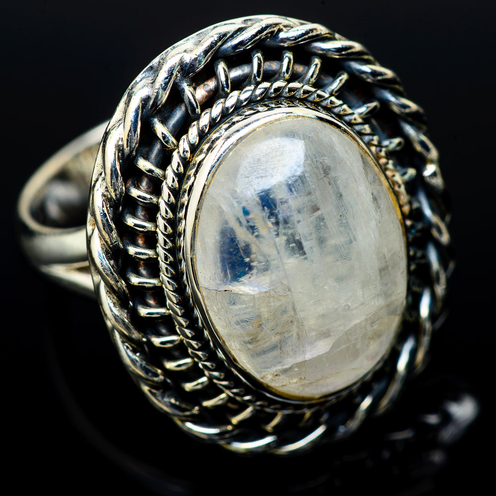 Rainbow Moonstone Rings handcrafted by Ana Silver Co - RING14378