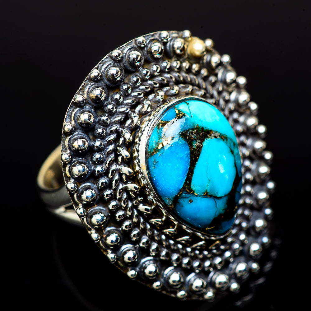 Blue Copper Composite Turquoise Rings handcrafted by Ana Silver Co - RING14441