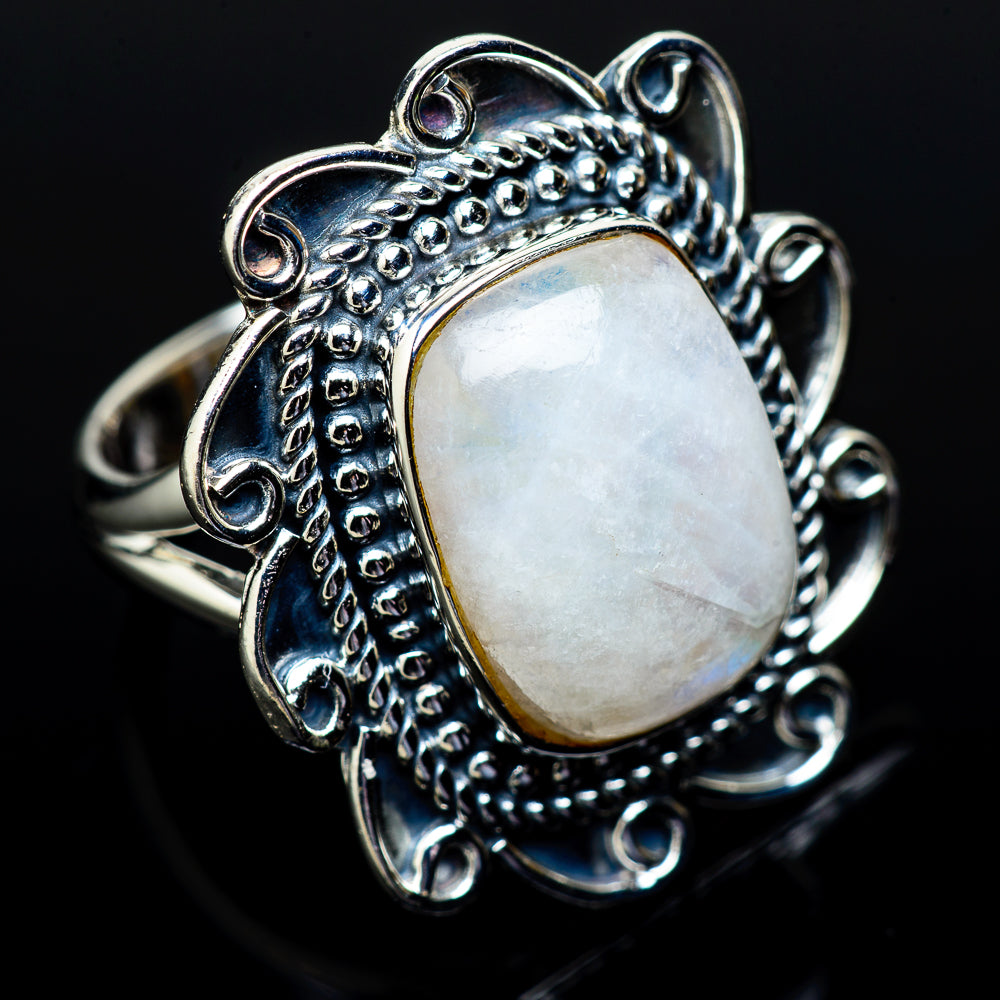 Rainbow Moonstone Rings handcrafted by Ana Silver Co - RING14726