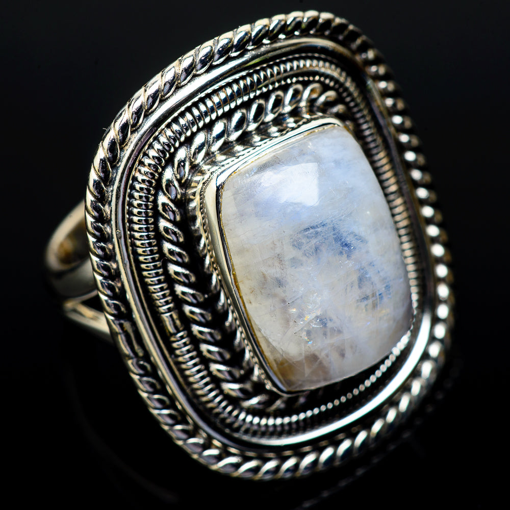 Rainbow Moonstone Rings handcrafted by Ana Silver Co - RING14813