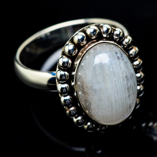 Rainbow Moonstone Rings handcrafted by Ana Silver Co - RING19632