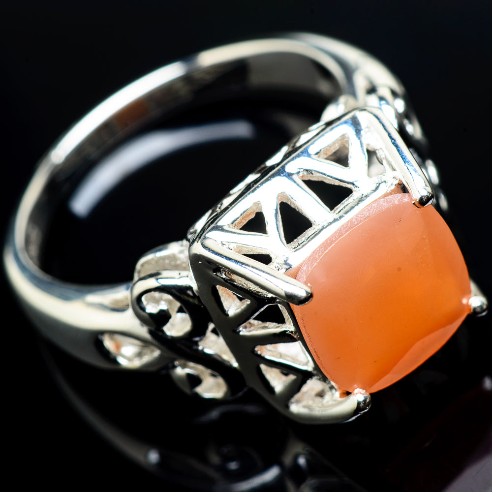 Peach Moonstone Rings handcrafted by Ana Silver Co - RING20017
