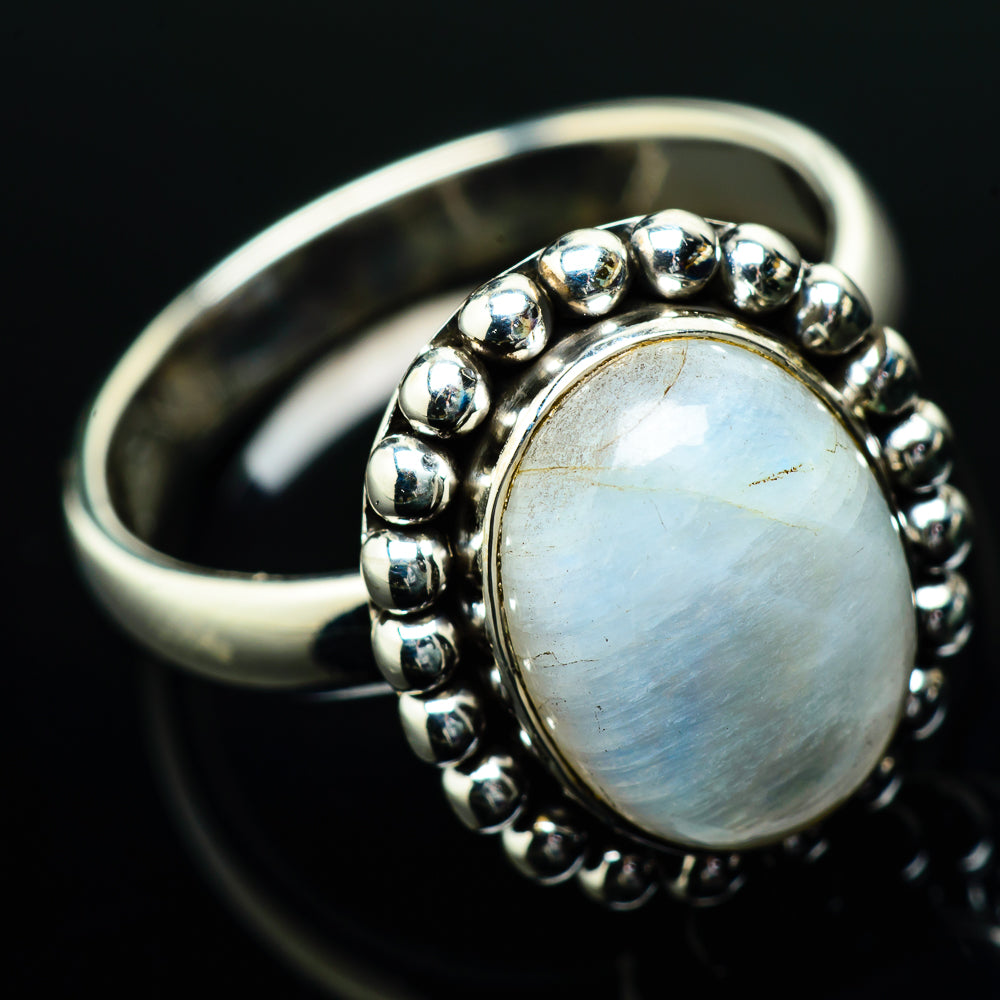 Rainbow Moonstone Rings handcrafted by Ana Silver Co - RING20050