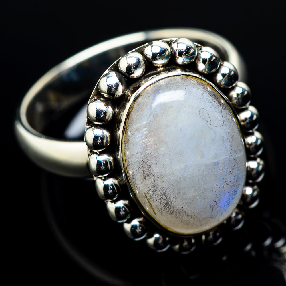 Rainbow Moonstone Rings handcrafted by Ana Silver Co - RING20139