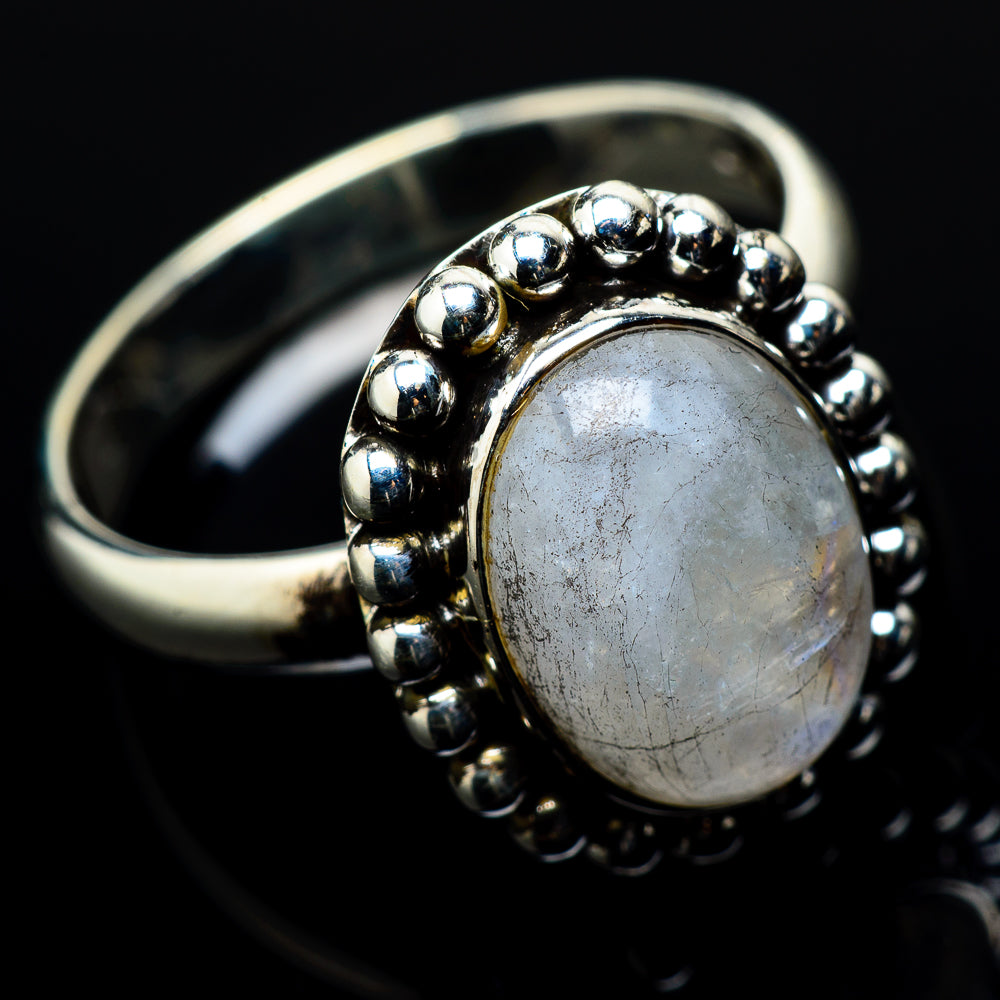 Rainbow Moonstone Rings handcrafted by Ana Silver Co - RING20803
