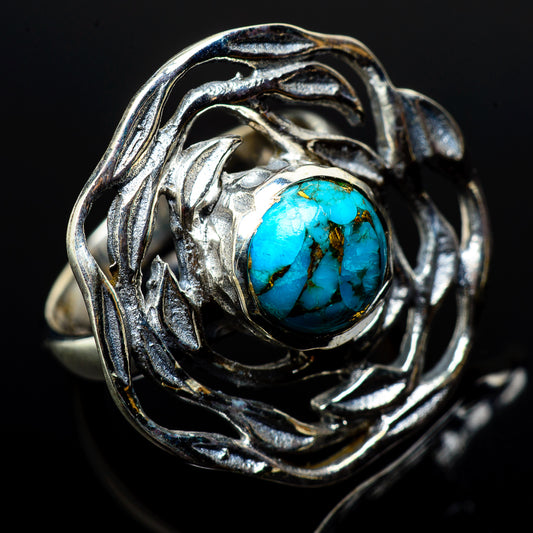 Blue Copper Composite Turquoise Rings handcrafted by Ana Silver Co - RING21130