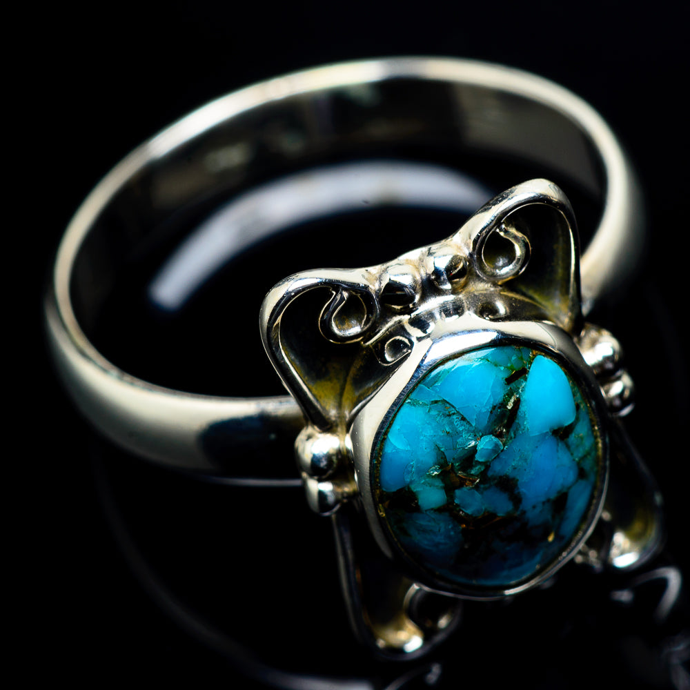 Blue Copper Composite Turquoise Rings handcrafted by Ana Silver Co - RING23515