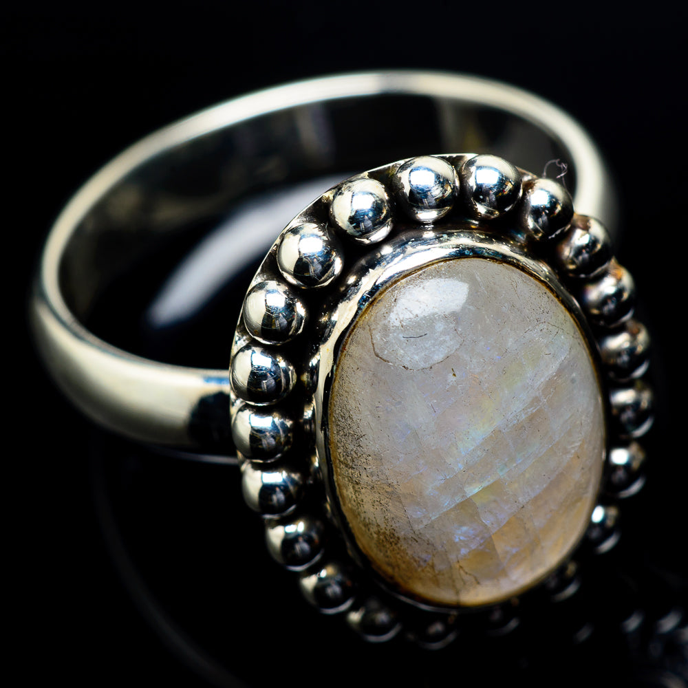 Rainbow Moonstone Rings handcrafted by Ana Silver Co - RING23623