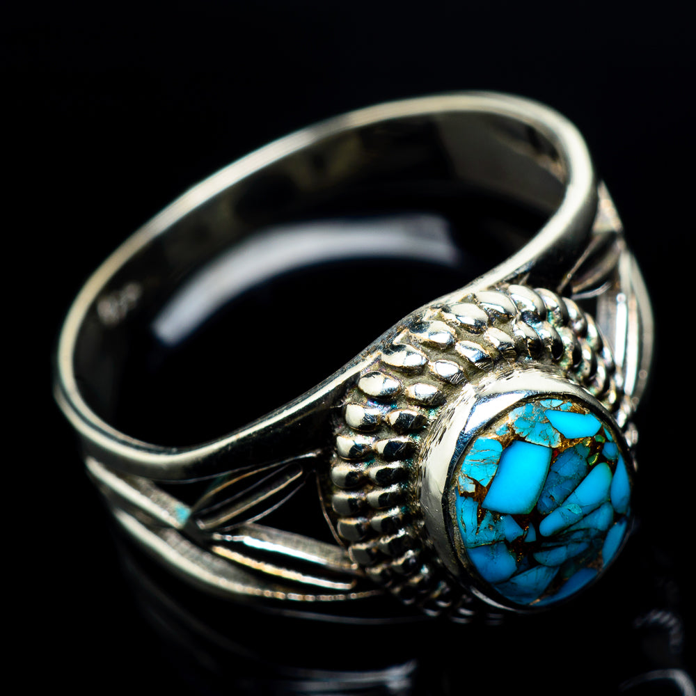 Blue Copper Composite Turquoise Rings handcrafted by Ana Silver Co - RING23652