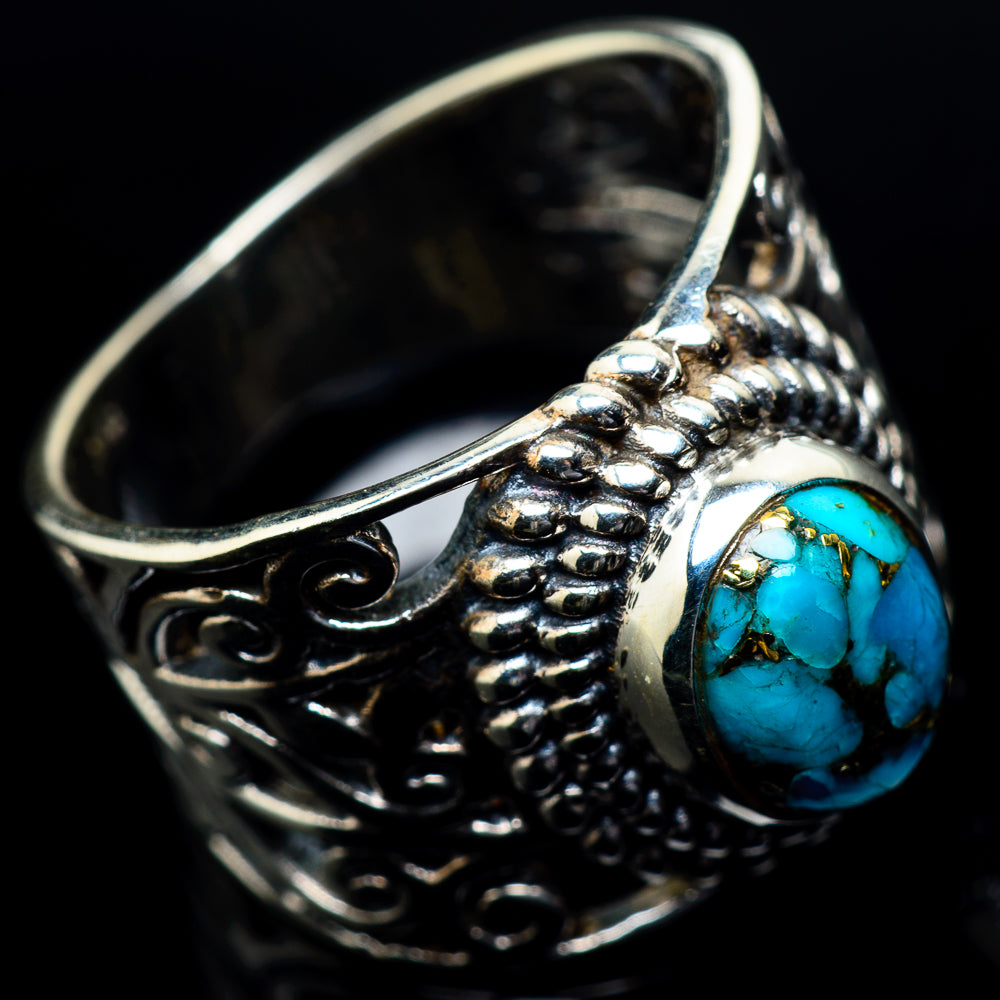 Blue Copper Composite Turquoise Rings handcrafted by Ana Silver Co - RING23684